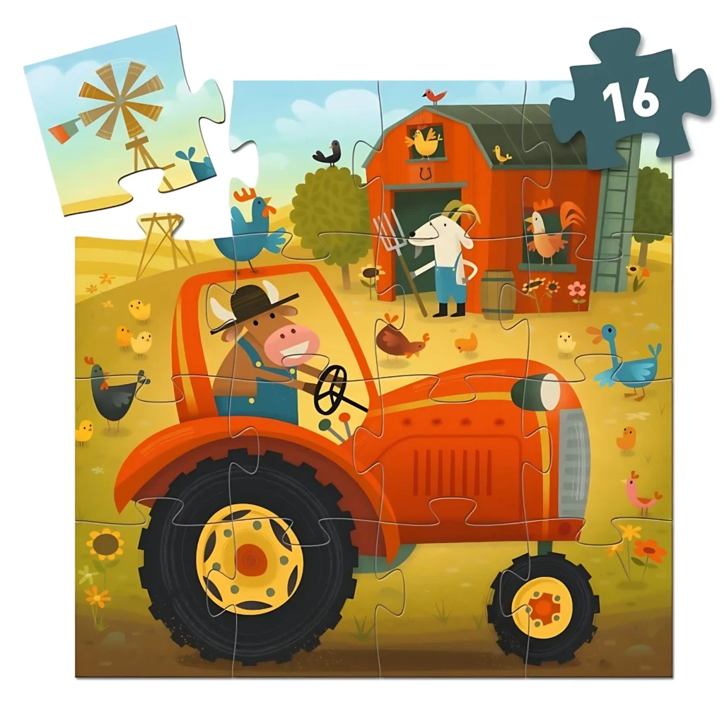 פאזל 16 טרקטור בחוות חיות Djeco
