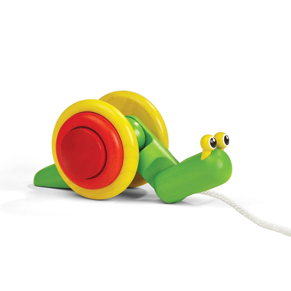 משחק משיכה וגרירה על גלגלים חילזון צבעוני Plan Toys