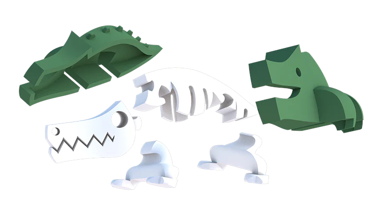 הרכבה תנין מגנטי עם שלד Halftoys