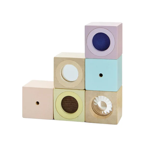 קוביות חושים פסטל מעץ Plan Toys