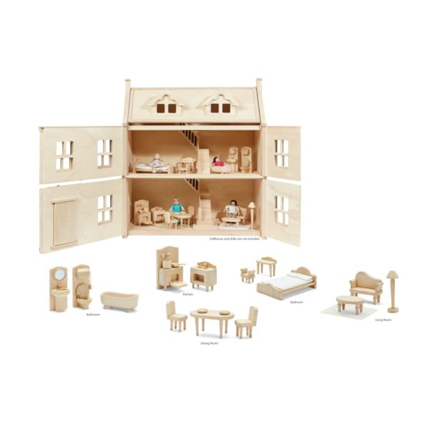 סט רהיטים מעץ לבית בובות בסגנון ויקטוריאני Plan Toys