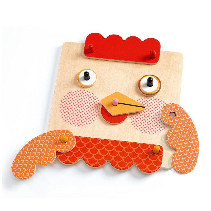 משחק מיומנות השחלה והתאמה פרצופיאדה מעץ Djeco