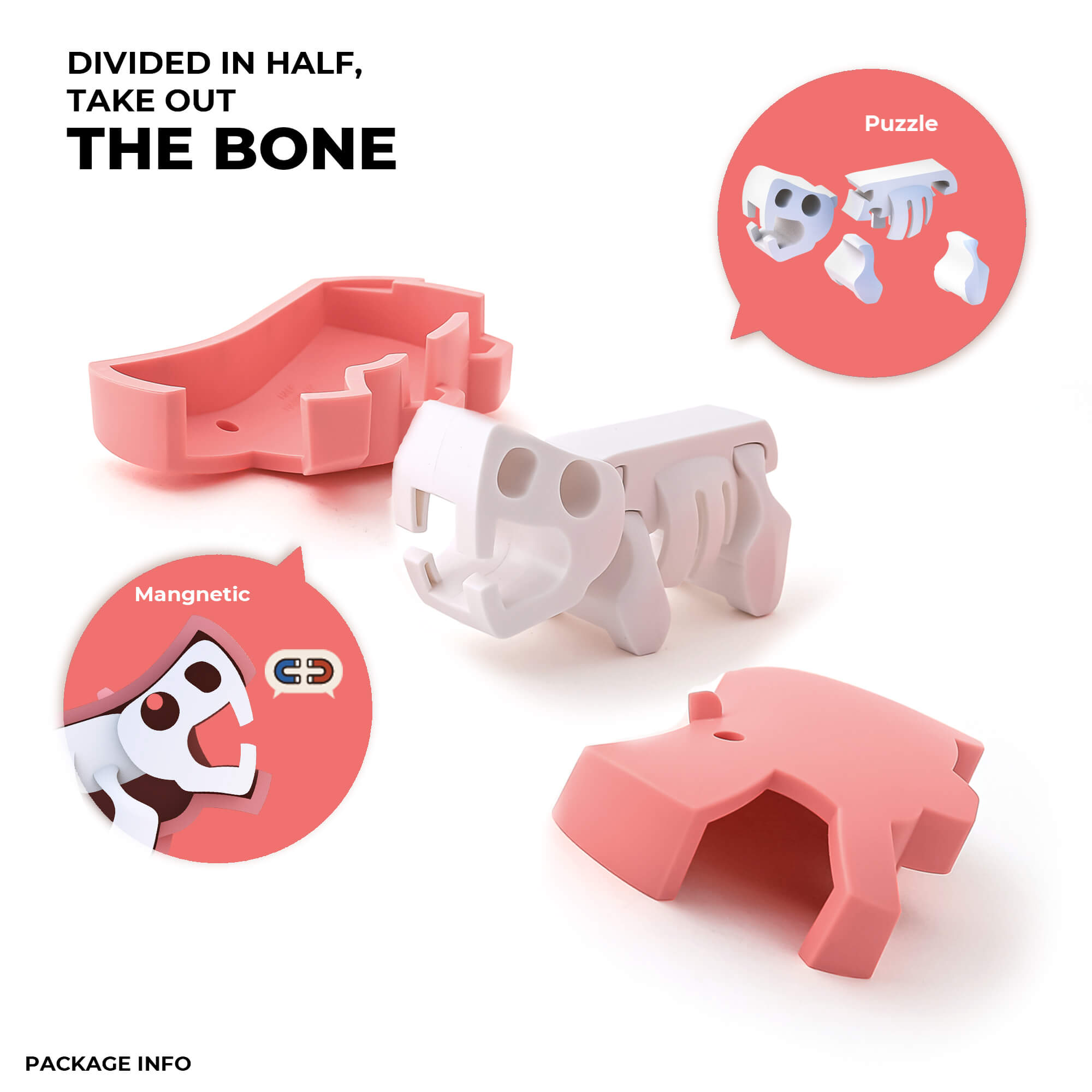 הרכבה היפופוטם מגנטי עם שלד וסביבת מחיה 3D Halftoys