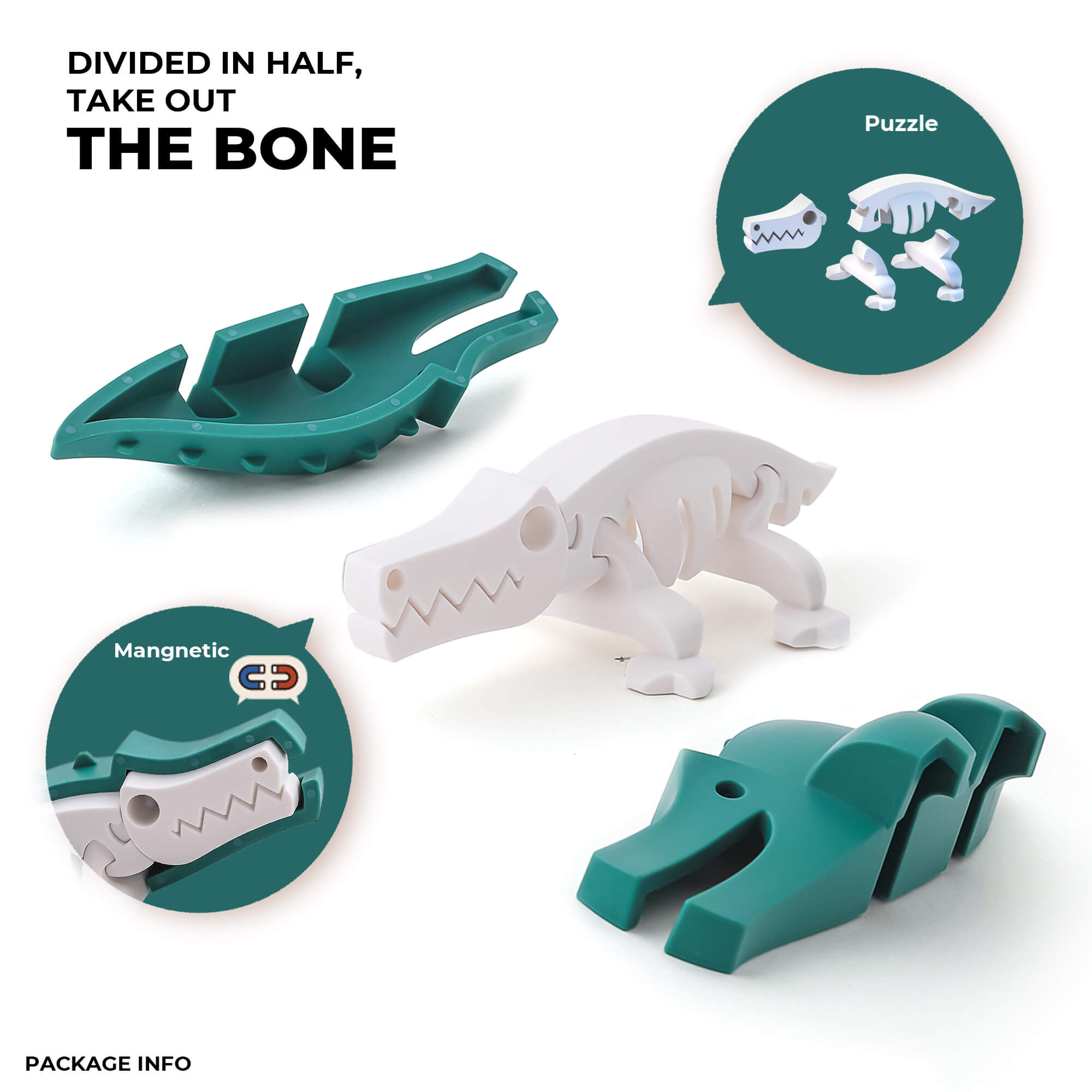 הרכבה תנין מגנטי עם שלד Halftoys
