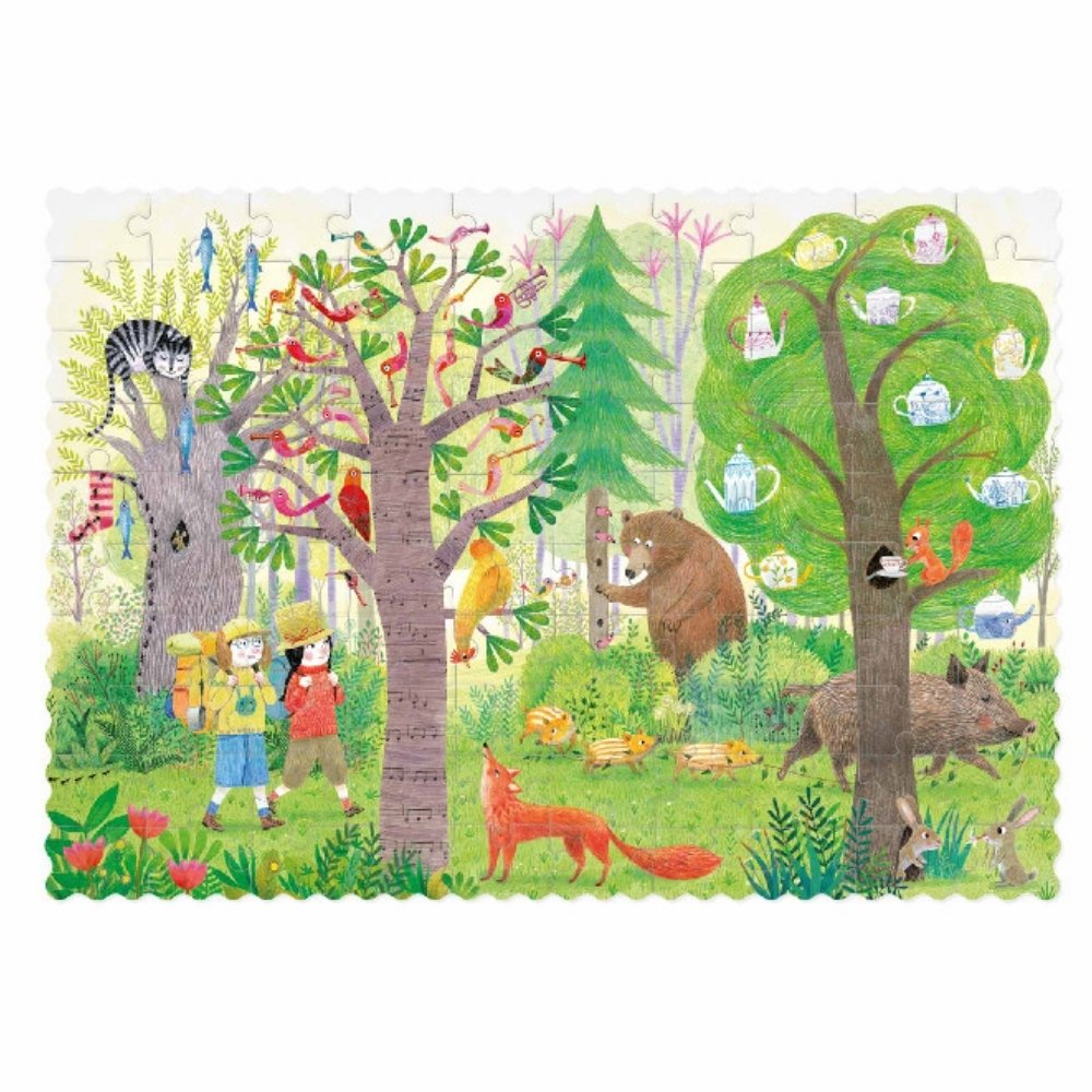 פאזל כיס דו צדדי - יום ולילה ביער (100 חלקים מיקרו) Londji