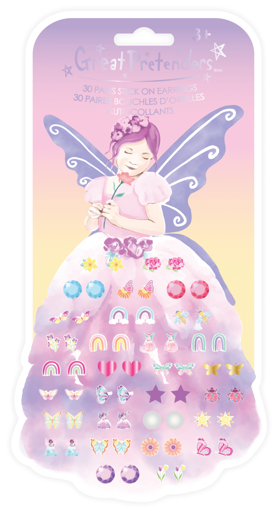 תחפושת מדבקות עגילים פיית פרפרים Great Pretenders