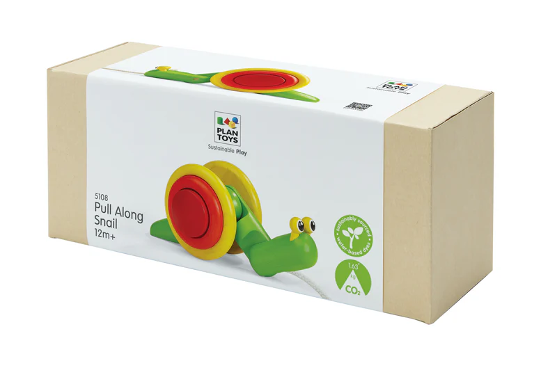 משחק משיכה וגרירה על גלגלים חילזון צבעוני Plan Toys