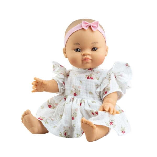בובה תינוקת אלסנדרה שמלה לבנה פרחים Paola Reina