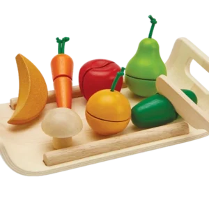 סט פירות וירקות מעץ עם מגש Plan Toys
