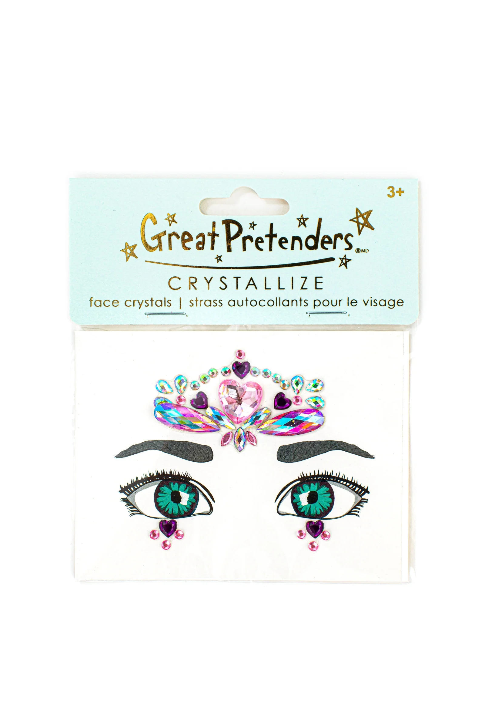 תחפושת מדבקות קריסטל צבעוניות לפנים לבבות Great Pretenders