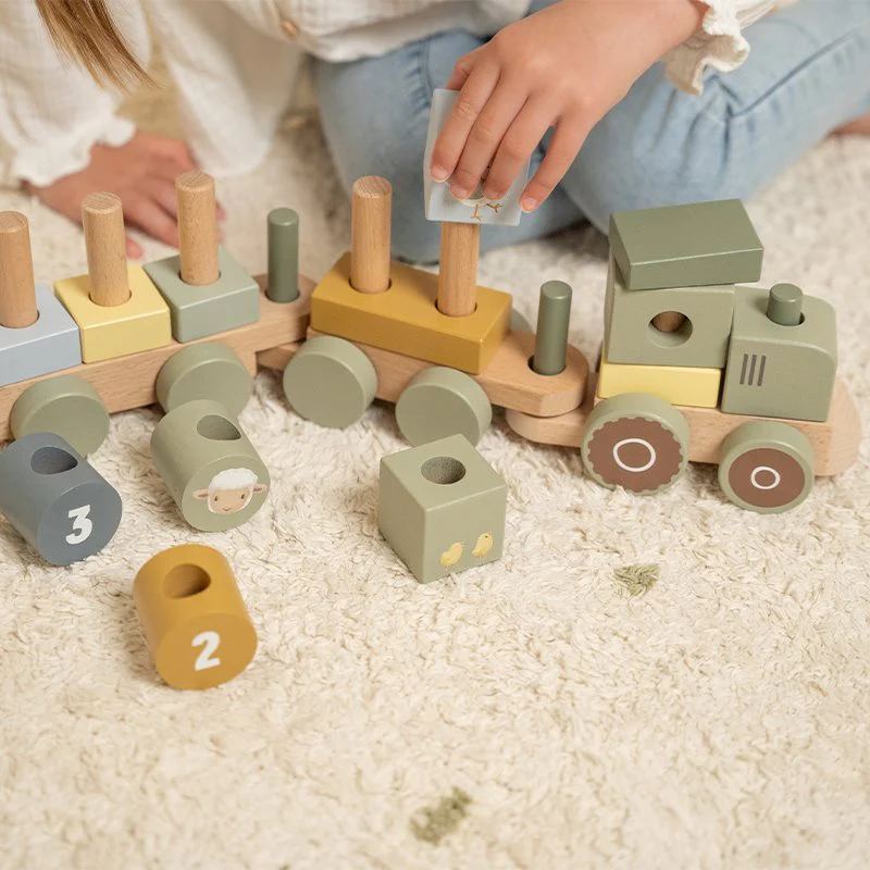 רכבת השחלות מעץ 'טרקטור חווה' Little Dutch