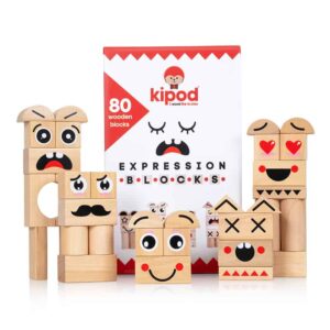 קוביות עץ 50 קוביות רגשות פרצופיות Kipod