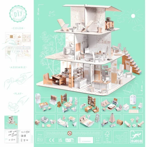 יצירה וצביעה DIY בתלת מימד בית בובות Djeco