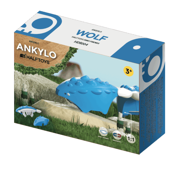 הרכבה דינוזאור אנקילוזאורוס מגנטי עם שלד Halftoys