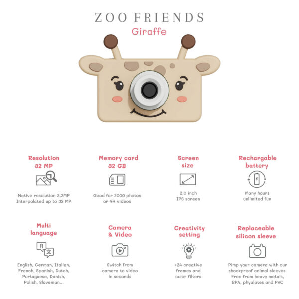 מצלמה דיגיטלית Zoo Friends ג'ירפה THE ZOOFAMILY