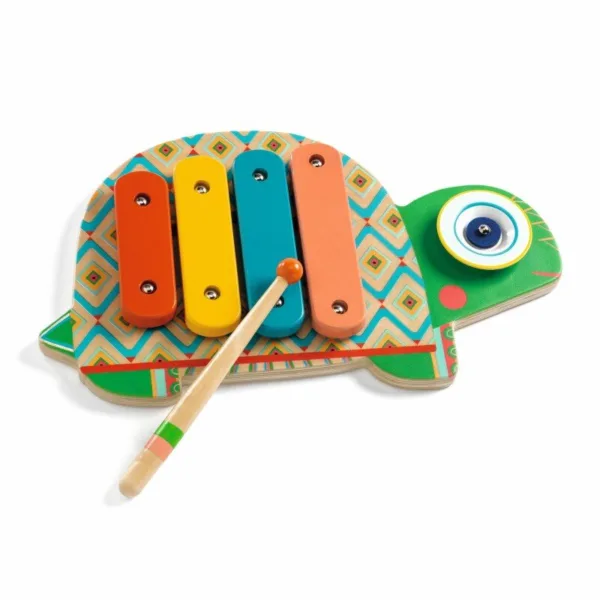כלי נגינה קסילופון עץ ומצילה צב Djeco