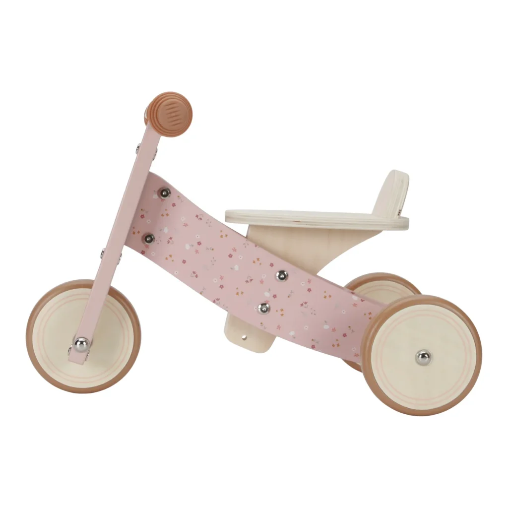 בימבה 3 גלגלים מעץ (ורוד) Little Dutch
