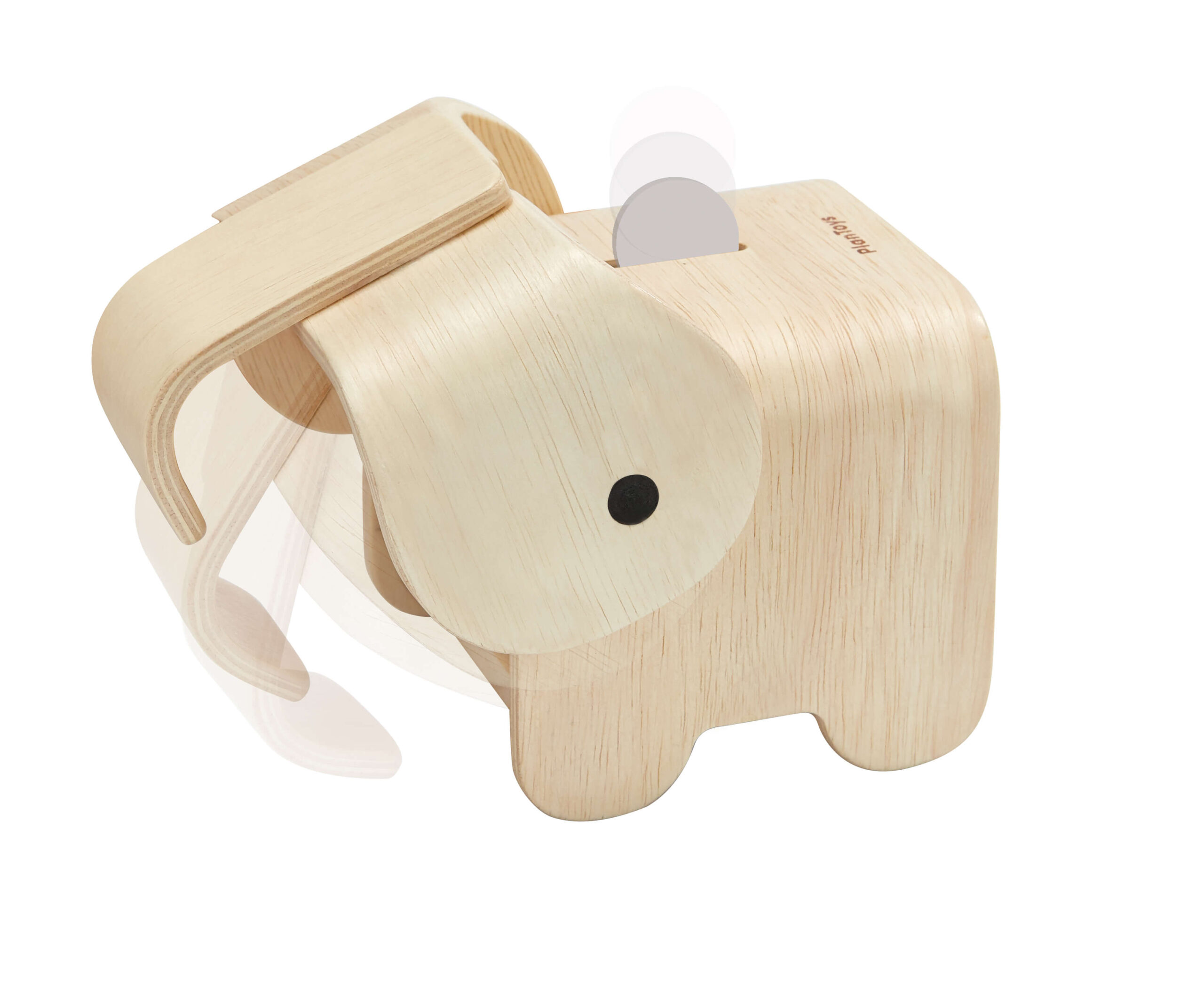קופת חיסכון פיל מעץ גוון טבעי Plan Toys