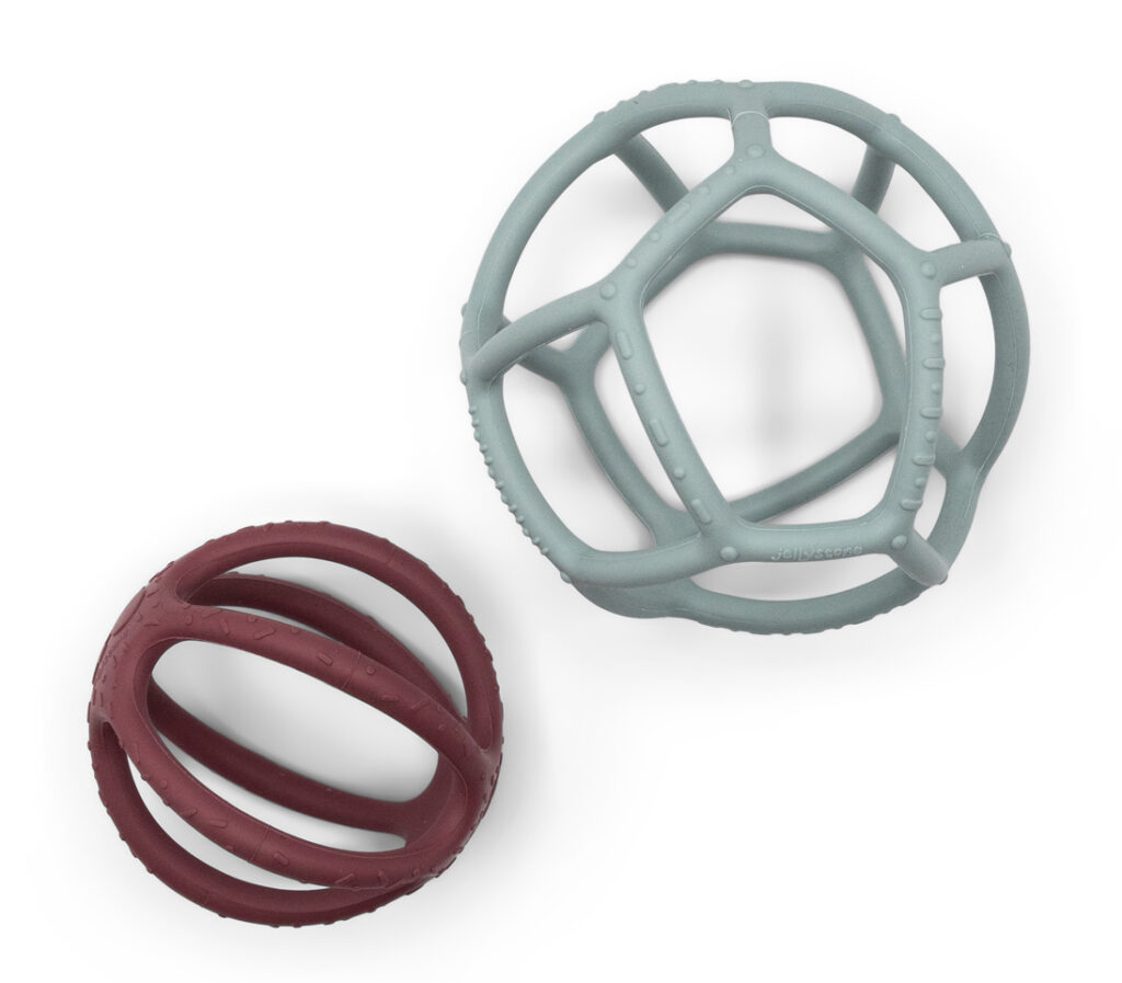 נשכן כדורים מגומי טבעי בצבעי ירוק ובורדו Jellystone
