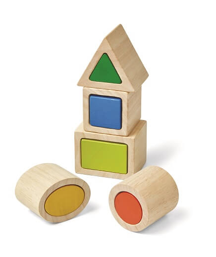 משחק התאמת צורות גיאומטריות מעץ Plan Toys