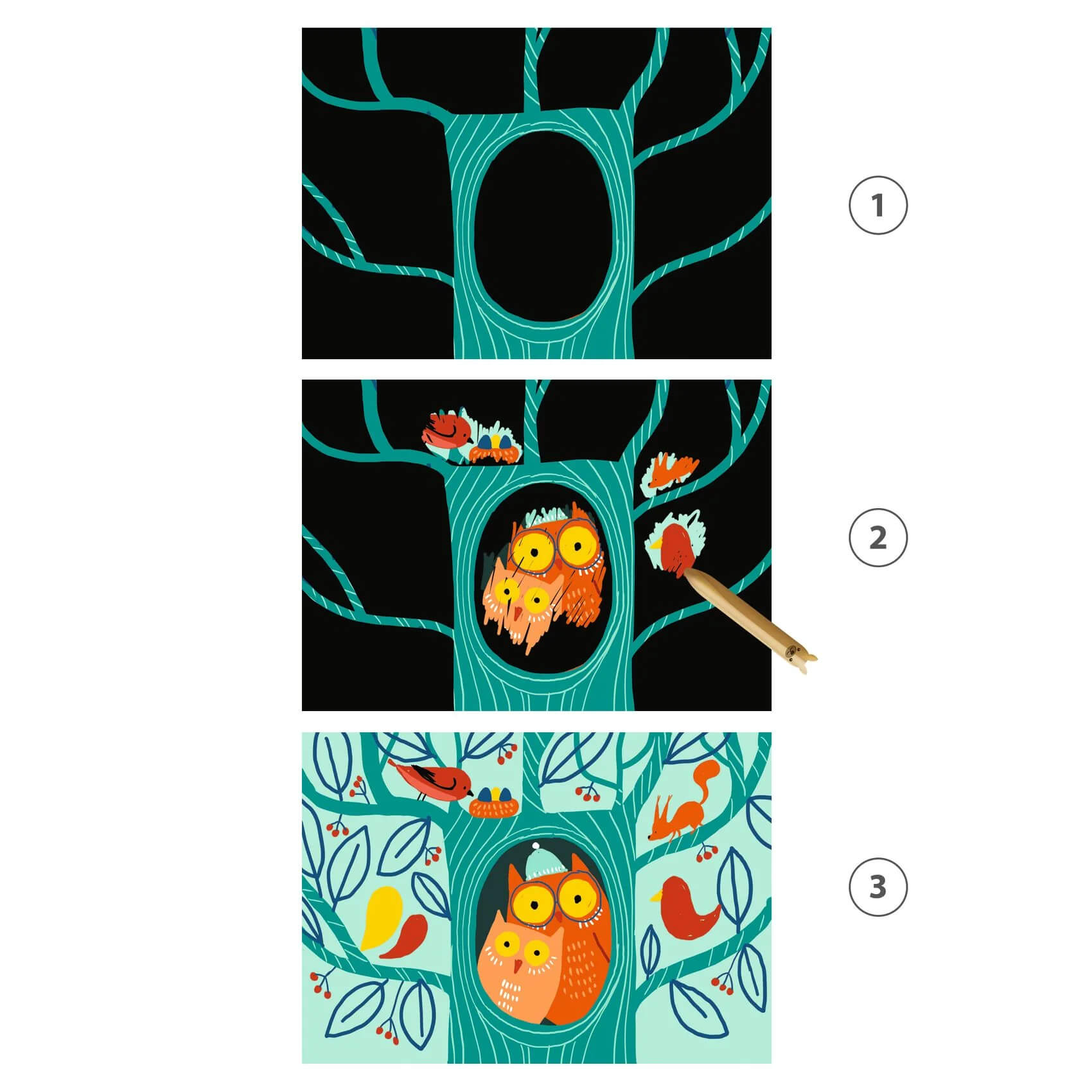 יצירה לקטנטנים חריטה לומדים על טבע Djeco