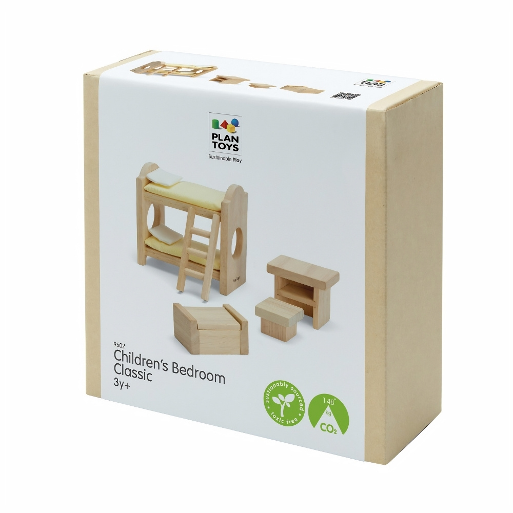 חדר ילדים קלאסי עץ טבעי לבית בובות Plan Toys