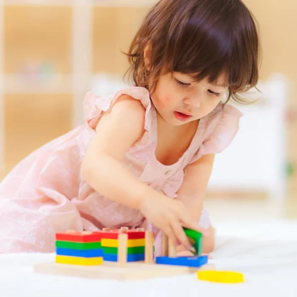השחלה מיון גיאומטרי צבעוני Plan Toys