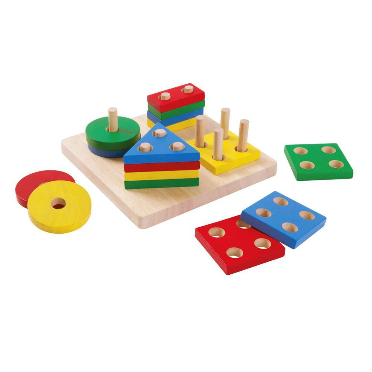 השחלה מיון גיאומטרי צבעוני Plan Toys