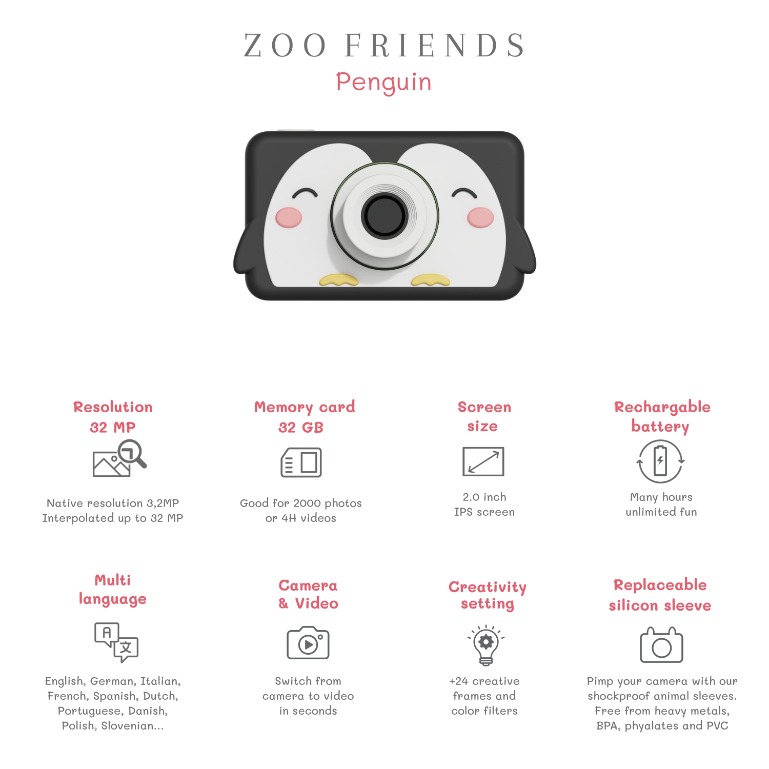מצלמה דיגיטלית Zoo Friends פינגווין THE ZOOFAMILY