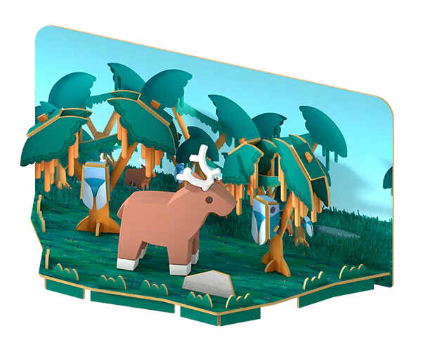 הרכבה אייל מגנטי עם שלד וסביבת מחיה 3D Halftoys