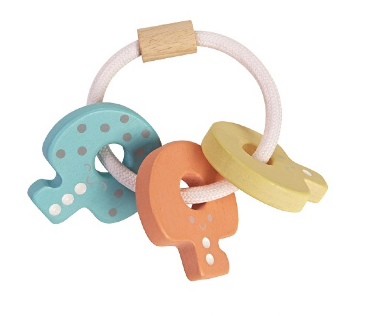 רעשן מפתחות מעץ לתינוקות - פסטל - PlanToys Plan Toys
