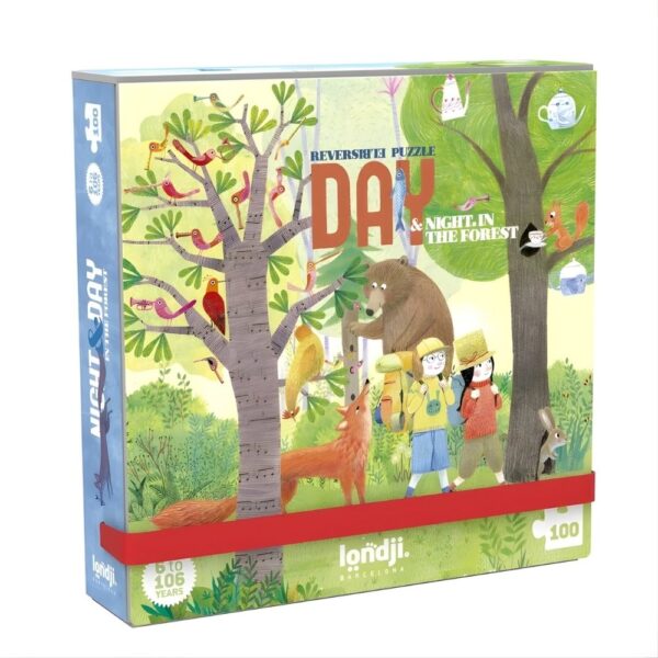 פאזל כיס דו צדדי - יום ולילה ביער (100 חלקים מיקרו) Londji