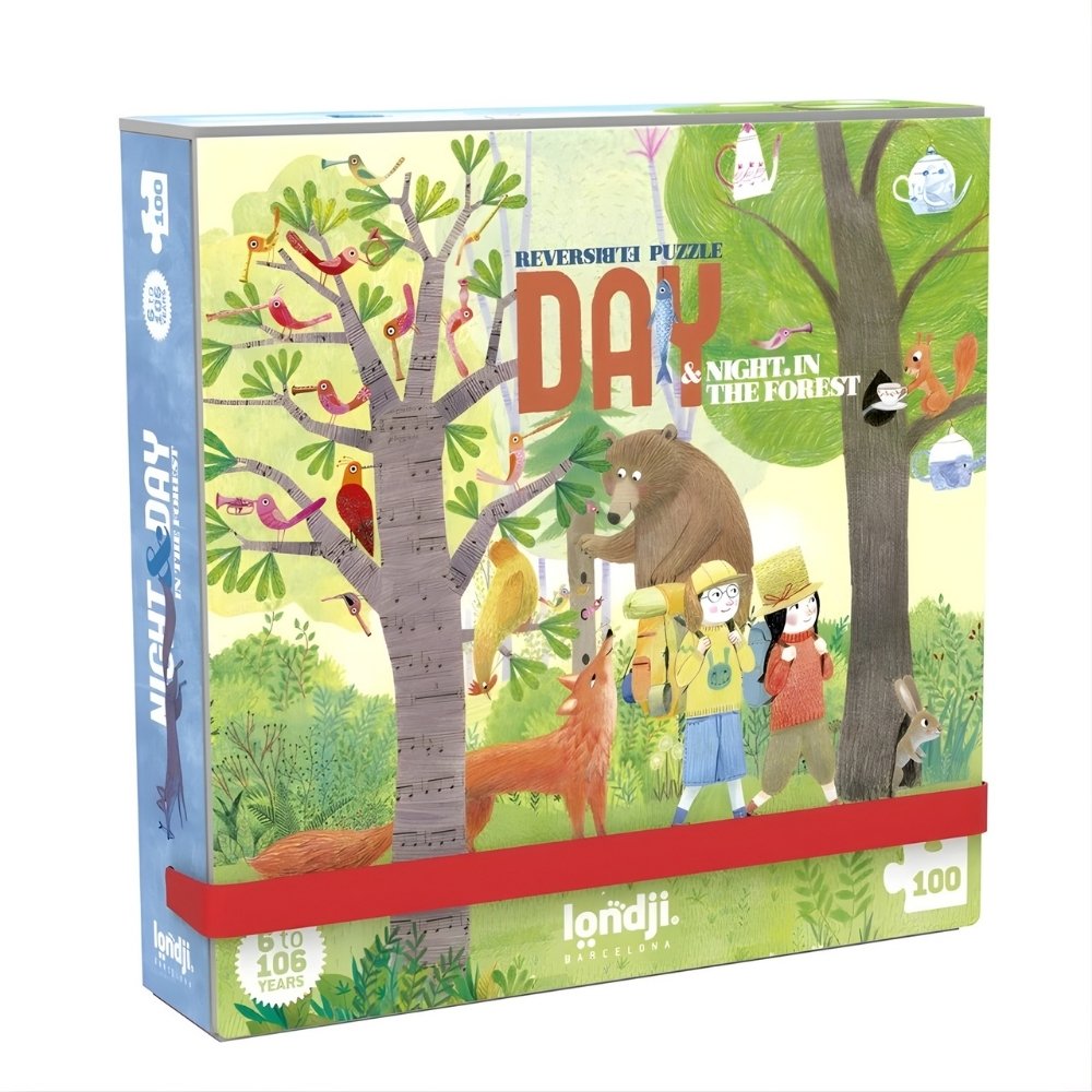 פאזל כיס דו צדדי - יום ולילה ביער (100 חלקים מיקרו) Londji