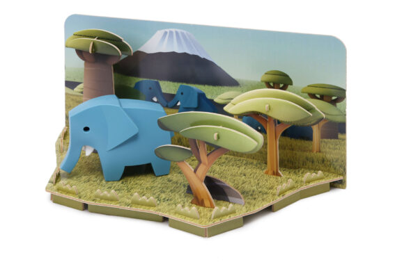הרכבה פיל מגנטי עם שלד וסביבת מחיה 3D Halftoys
