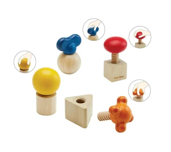 משחק הברגות מעץ Plan Toys