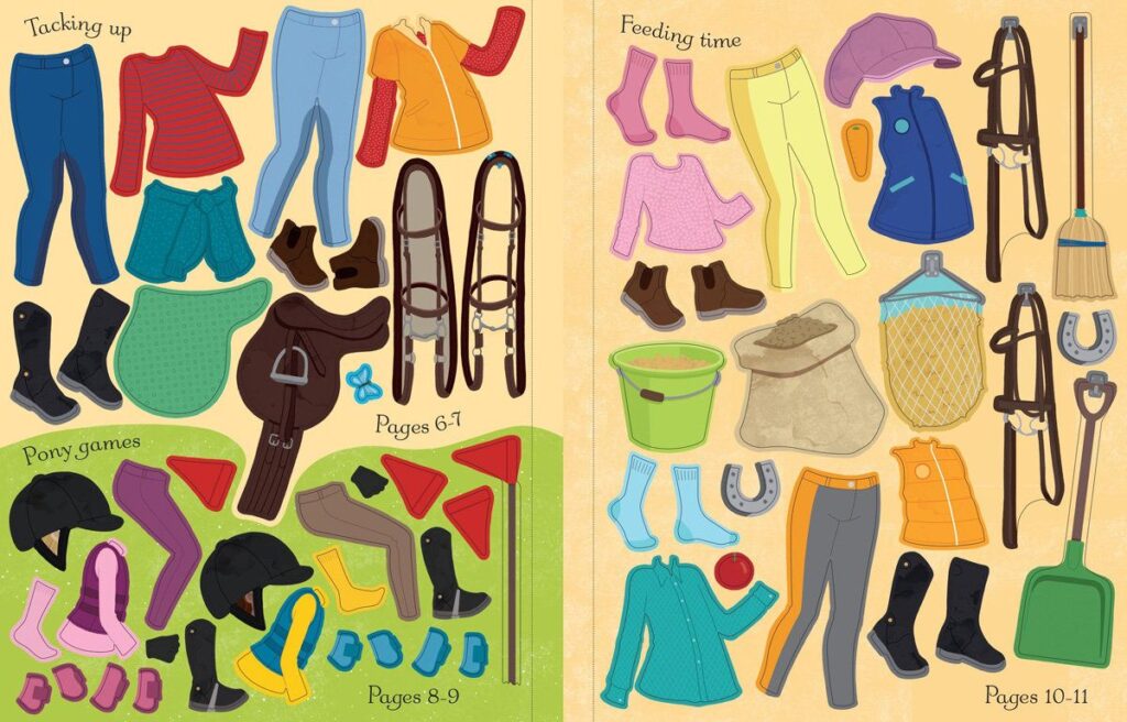 חוברת הלבשה מדבקות באורוות הסוסים Usborne