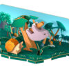 הרכבה עצלן מגנטי עם שלד וסביבת מחיה 3D Halftoys