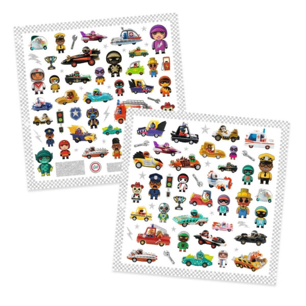יצירה 160 מדבקות עולם הקרייזי מוטורס המנצנץ Djeco