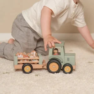 טרקטור עם עגלה וחיות מעץ Little Dutch