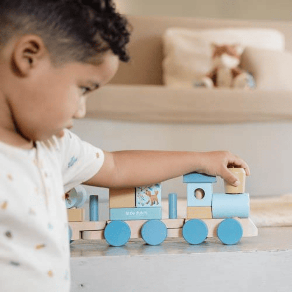 רכבת השחלות מעץ 'חברים ביער' כחול Little Dutch