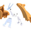 הרכבה אימפלה מגנטי עם שלד וסביבת מחיה 3D Halftoys