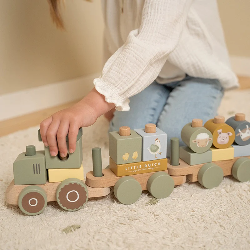 רכבת השחלות מעץ 'טרקטור חווה' Little Dutch