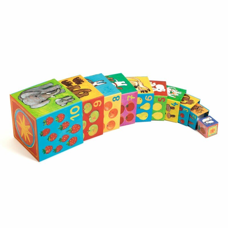 מגדל 10 קוביות עץ החיות Djeco