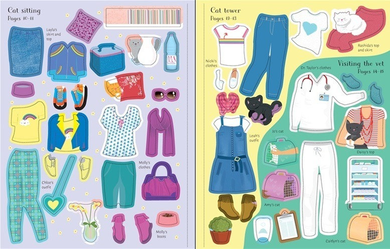 יצירה חוברת הלבשה מדבקות חתולים וחתלתולים Usborne