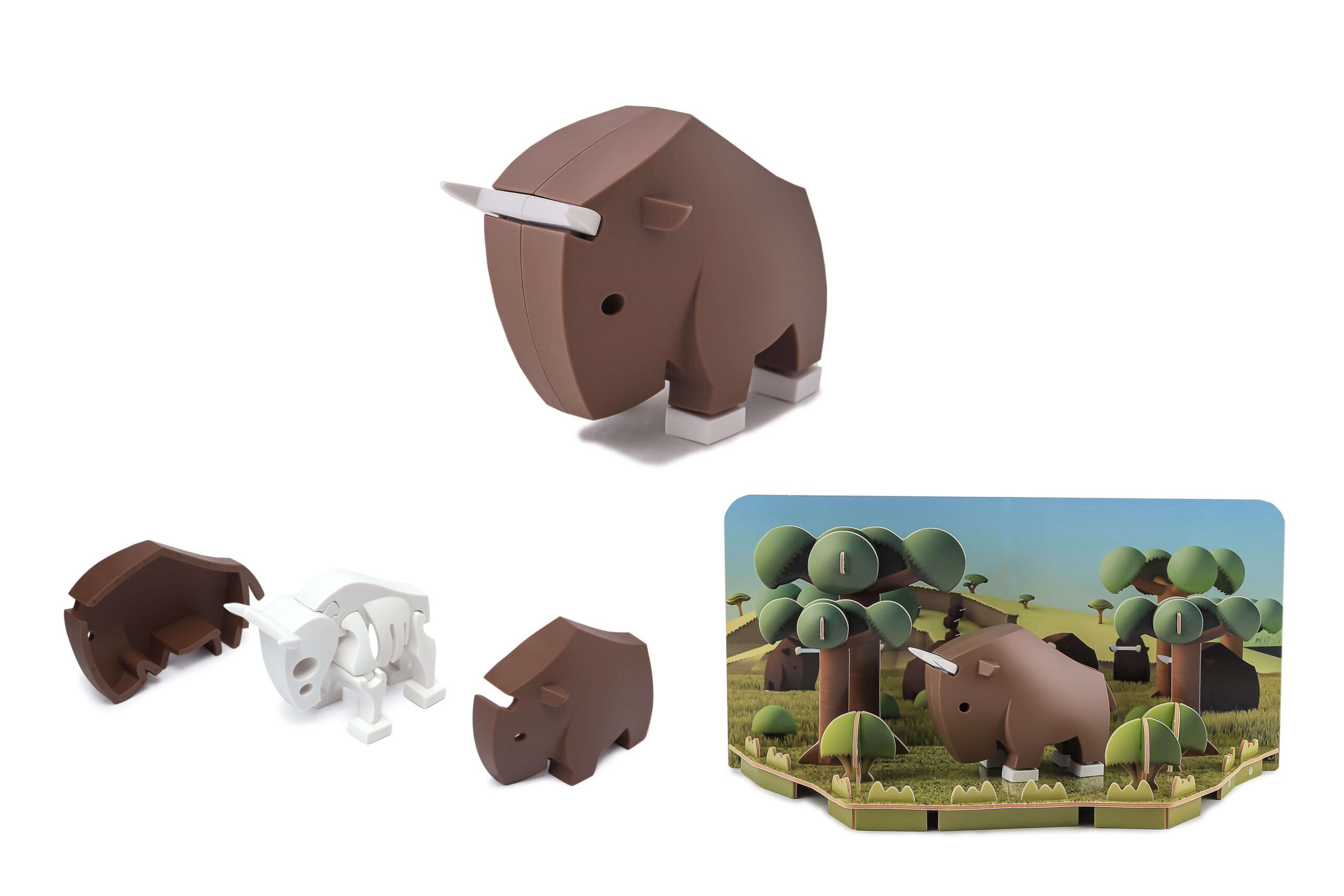 הרכבה גנו מגנטי עם שלד וסביבת מחיה 3D Halftoys