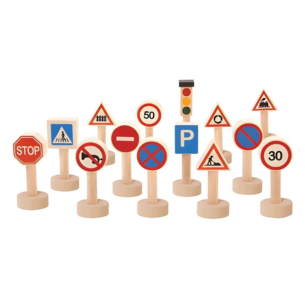 סט תמרורים מעץ Plan Toys