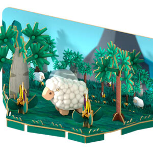 הרכבה כבשה מגנטי עם שלד וסביבת מחיה 3D Halftoys