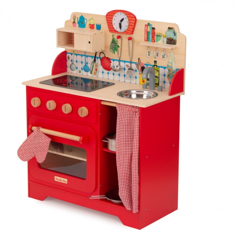 מטבח עץ רטרו אדום Moulin Roty