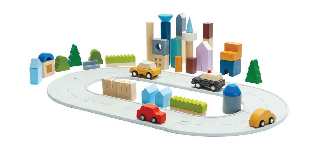קוביות עיר מעץ Plan Toys