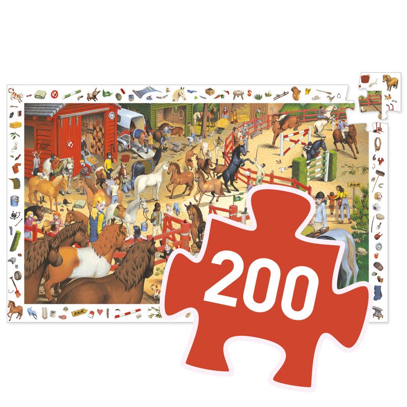 פאזל הבחנה מסגרת 200 חלקים סוסים Djeco